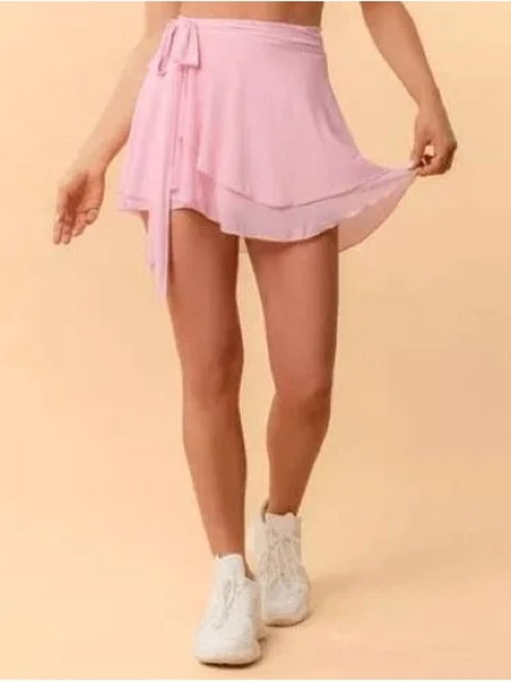 Blogilates Light Pink Wrap Mini Skirt
